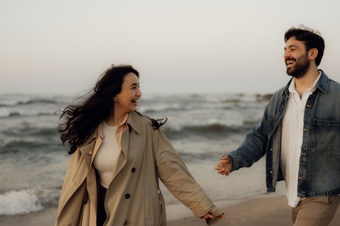 Couple walking outdoors