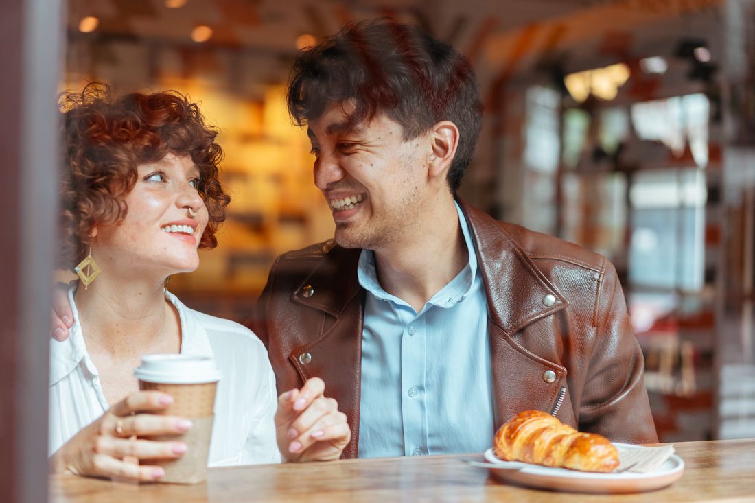 Couple laughing together