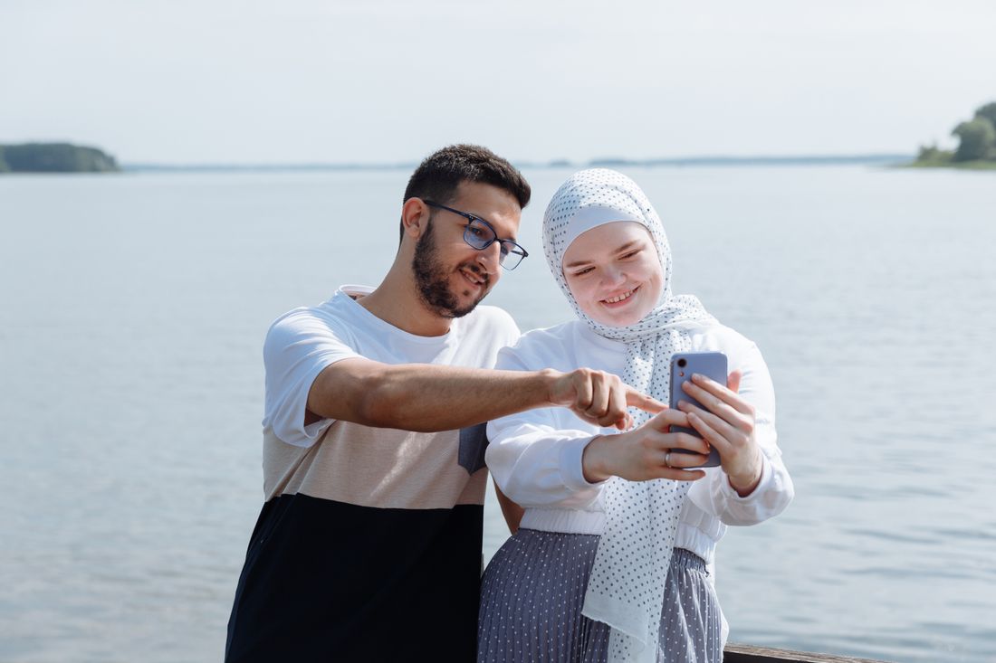 Couple by lake