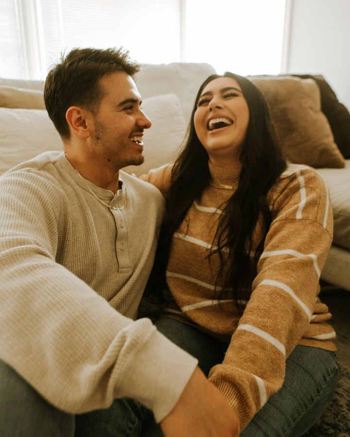 Couple laughing together