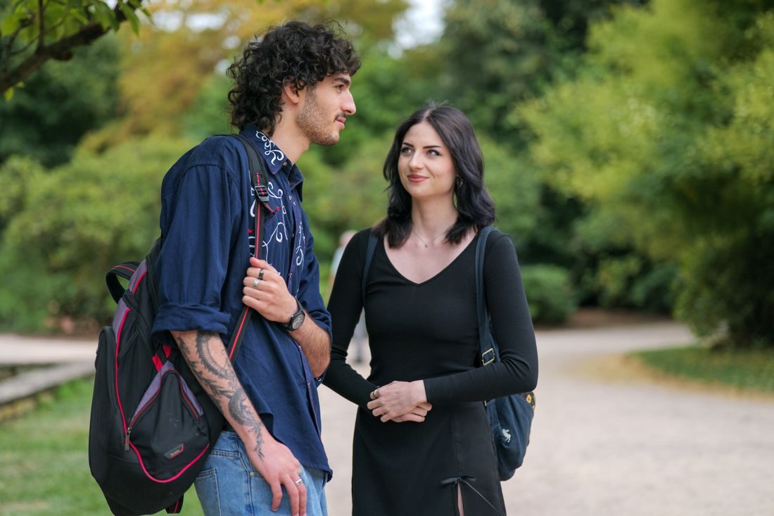 Couple walking talking