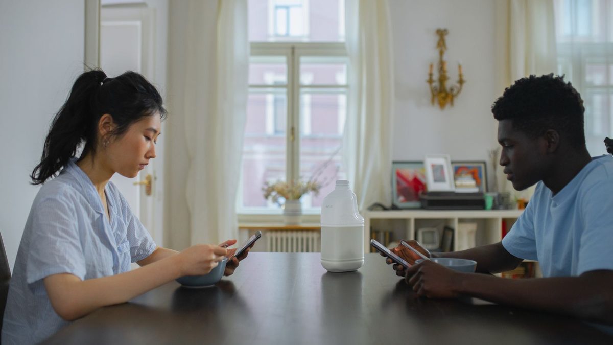Couple on phones