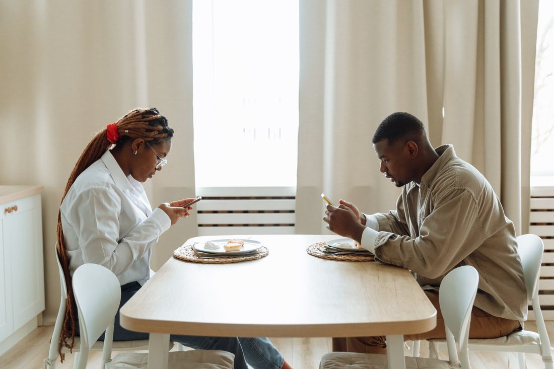 Couple on phones