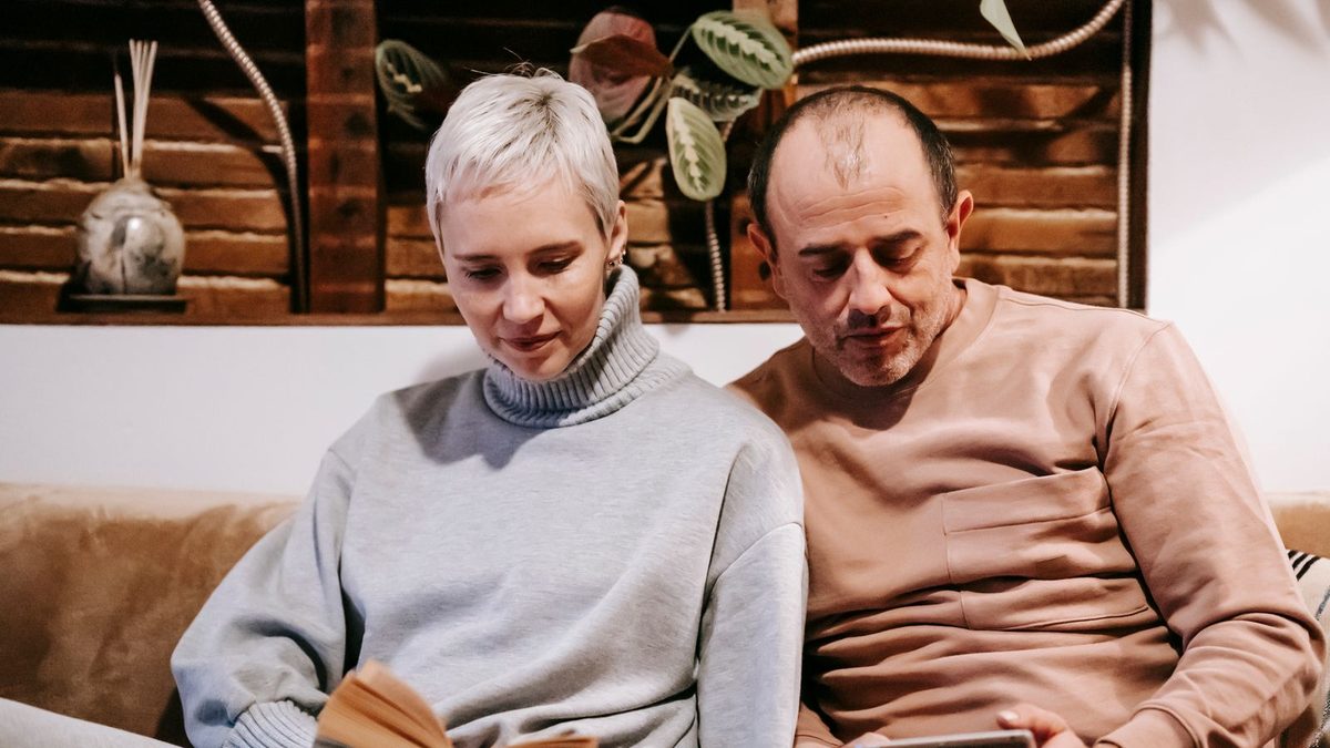 Couple reading separately