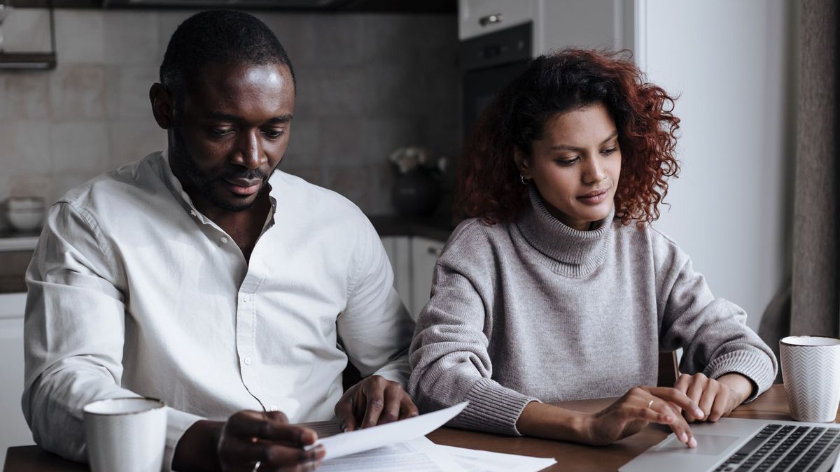 Couple reviewing bills