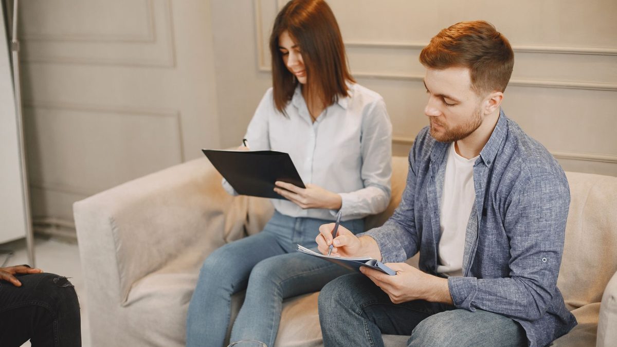 Couple planning together