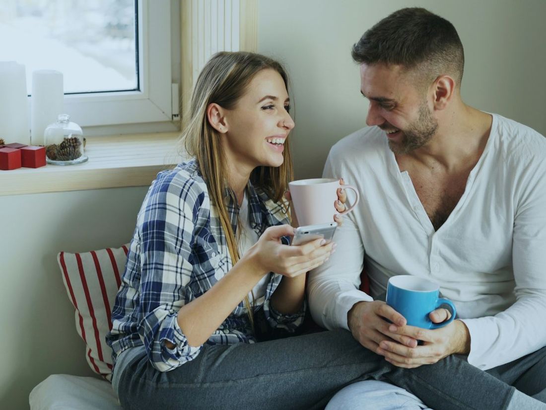 Couple having coffee