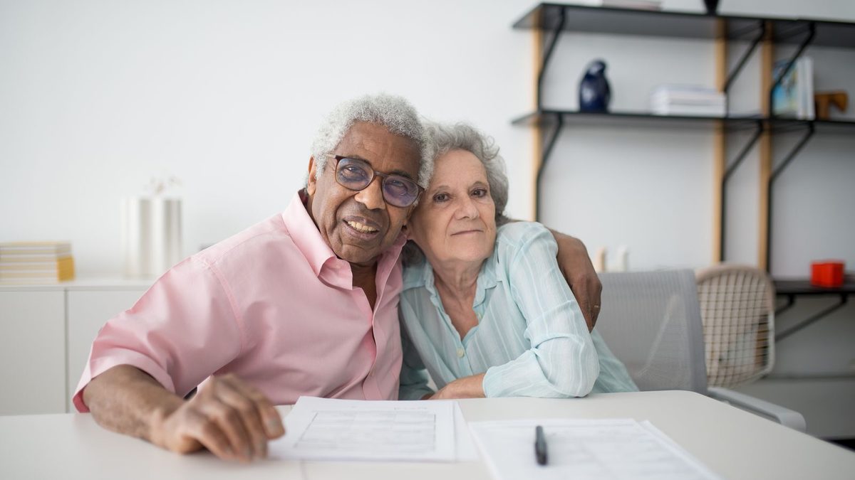 Couple reviewing notes