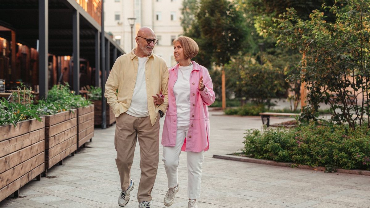 Older couple walking