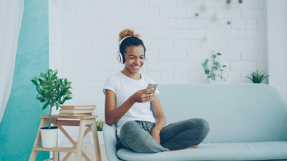 Woman wearing headphones
