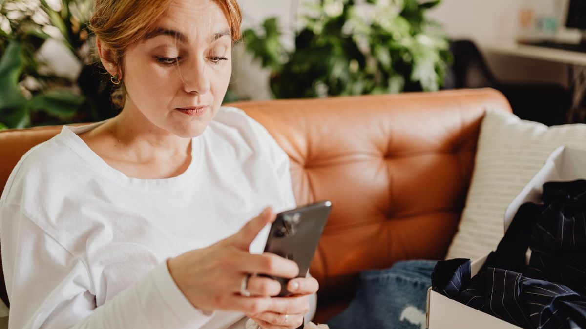 Woman using app