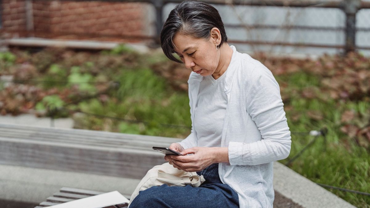 Woman checking phone