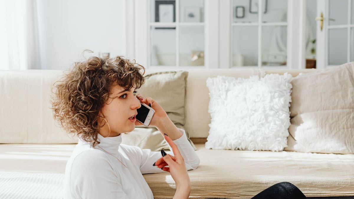 Woman talking aloud